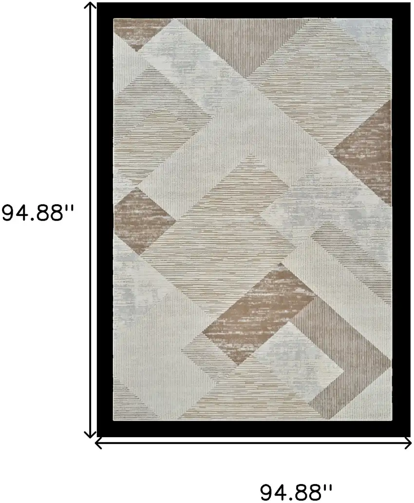 Beige and Brown Abstract Distressed Area Rug Photo 7