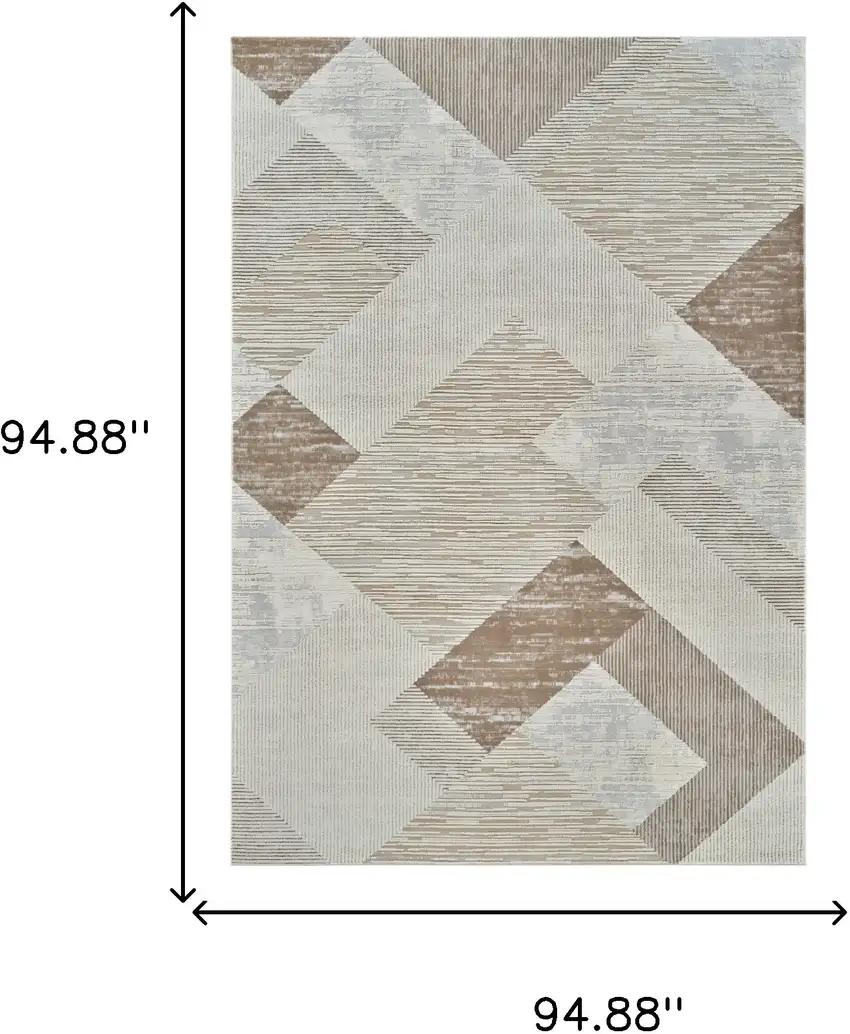 Beige and Brown Abstract Distressed Area Rug Photo 3