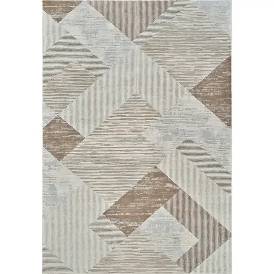 Beige and Brown Abstract Distressed Area Rug Photo 1