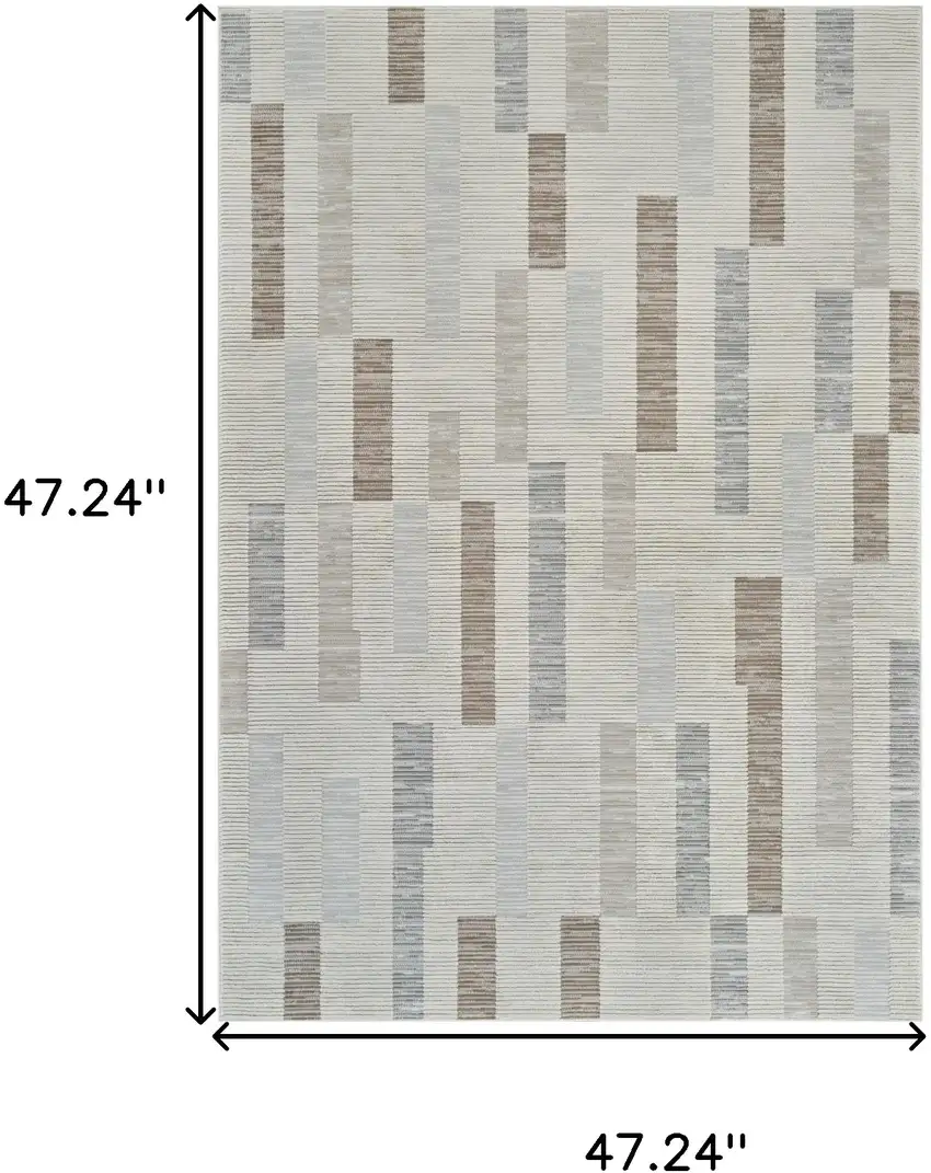 Beige and Brown Abstract Distressed Area Rug Photo 6