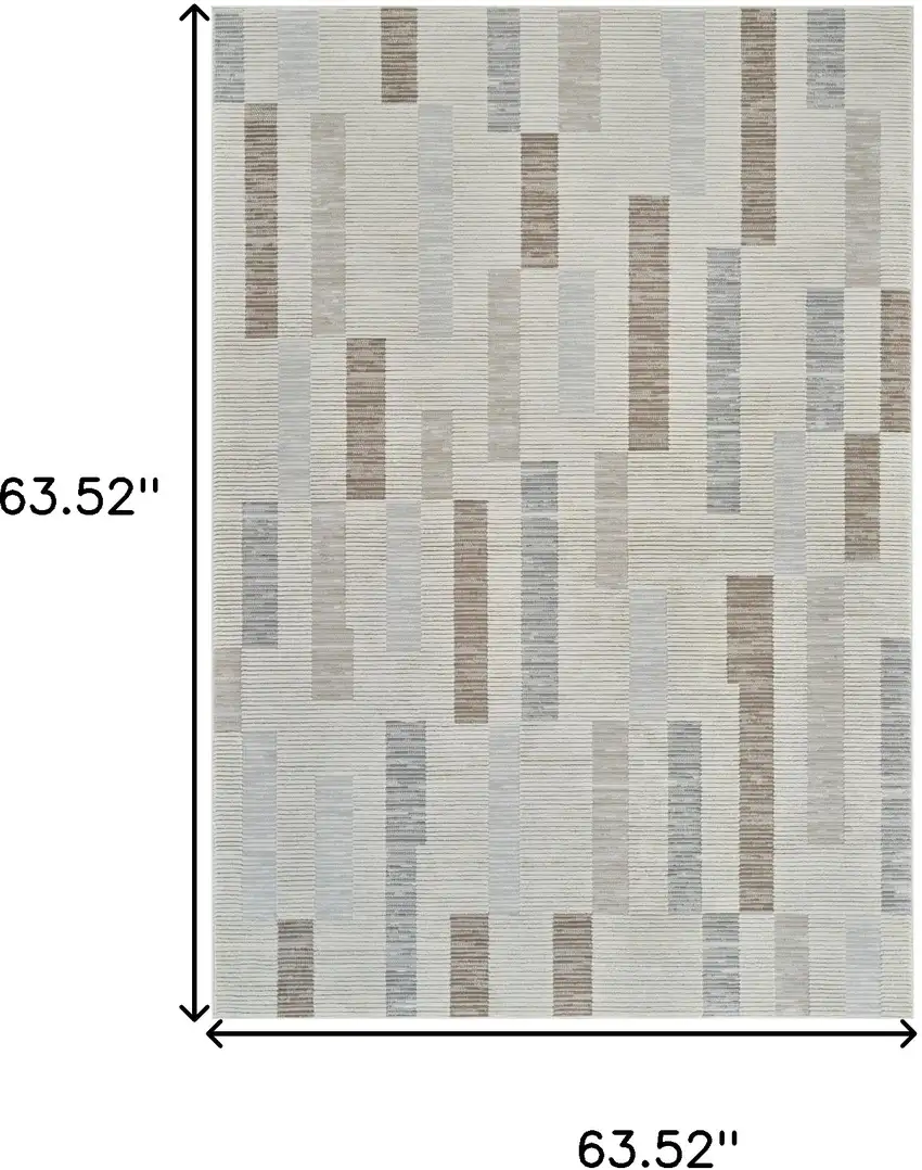 Beige and Brown Abstract Distressed Area Rug Photo 6