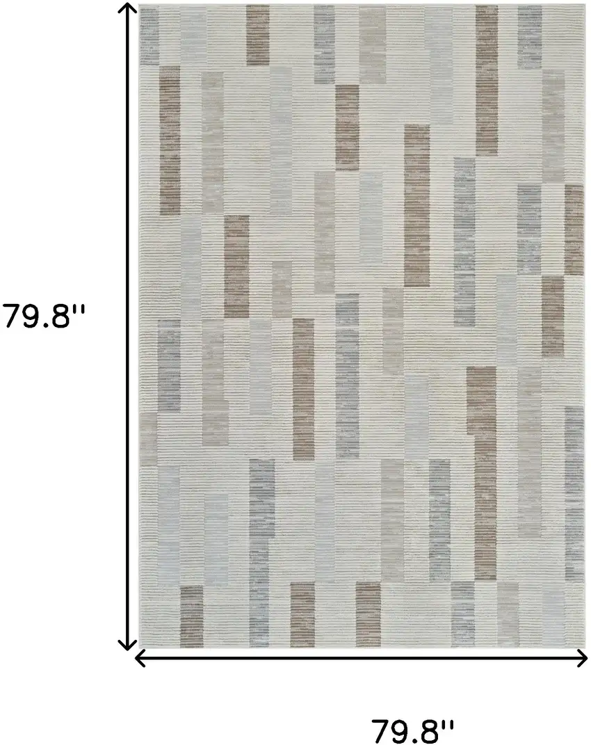 Beige and Brown Abstract Distressed Area Rug Photo 3