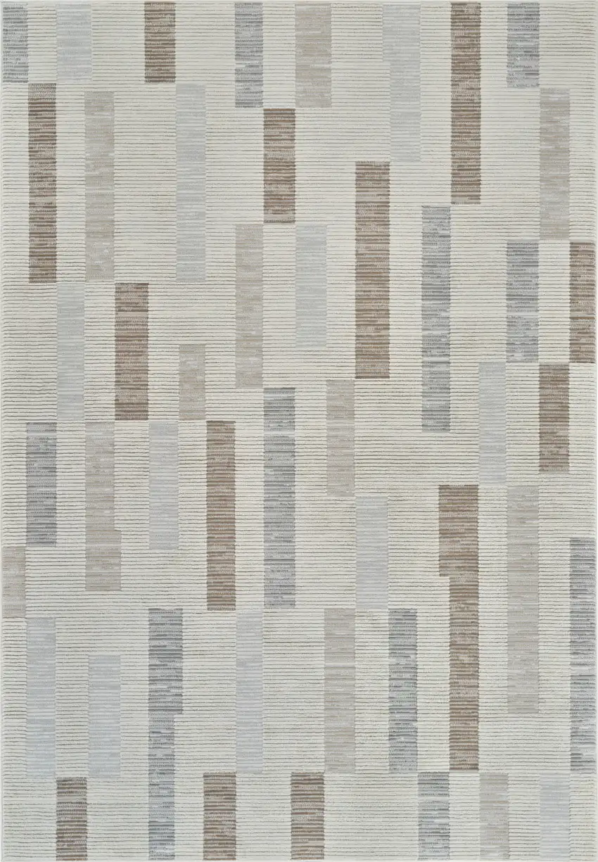 Beige and Brown Abstract Distressed Area Rug Photo 2