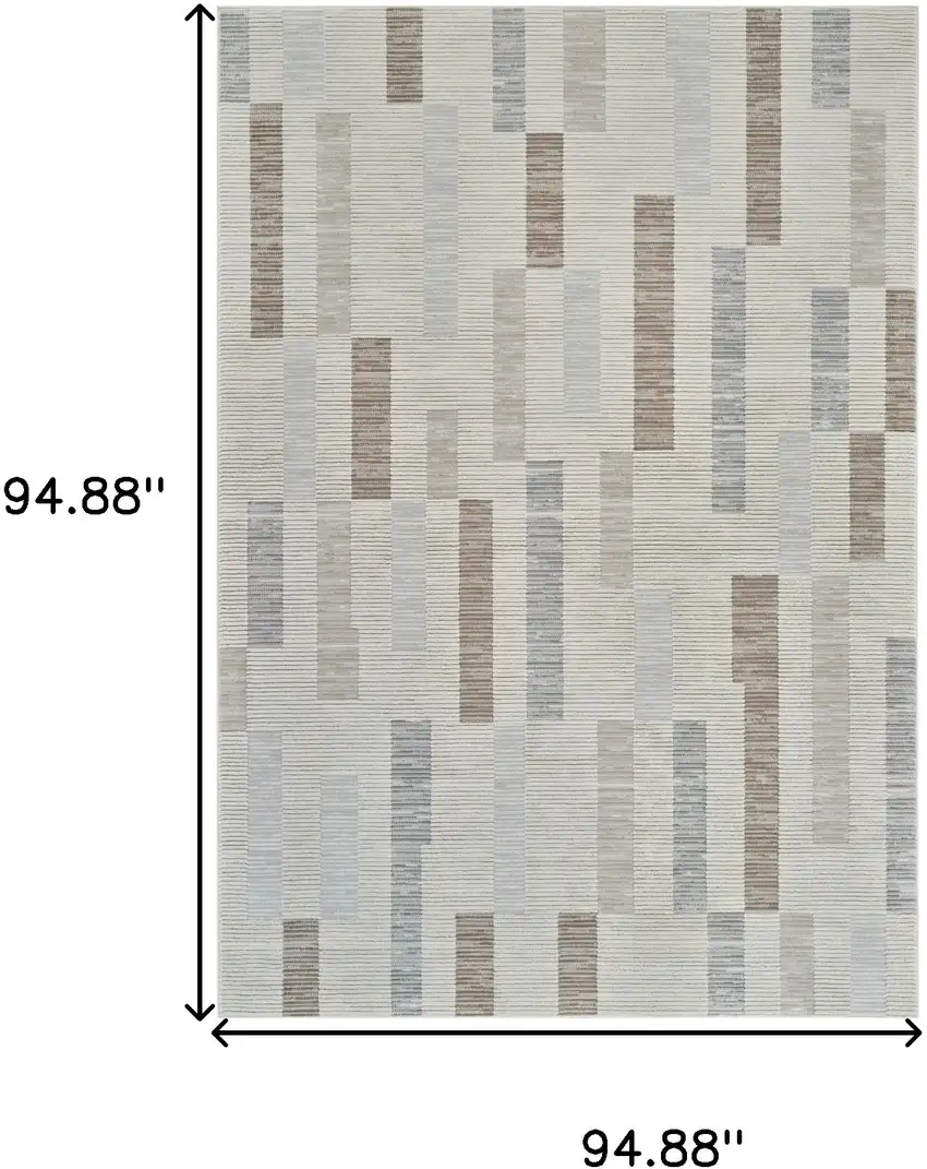 Beige and Brown Abstract Distressed Area Rug Photo 6