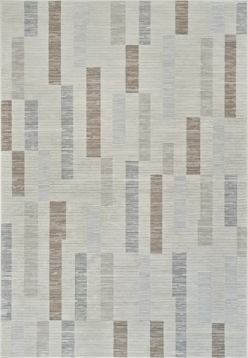 Beige and Brown Abstract Distressed Area Rug Photo 4