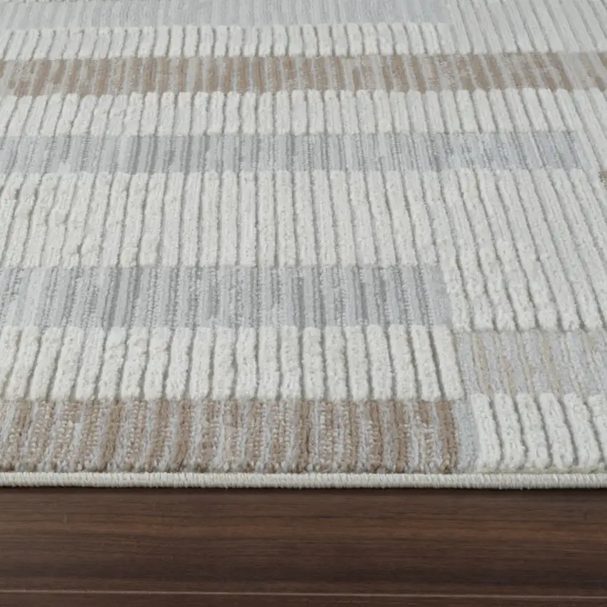 Beige and Brown Abstract Distressed Area Rug Photo 4
