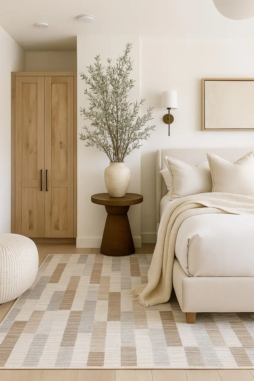 Beige and Brown Abstract Distressed Area Rug Photo 4