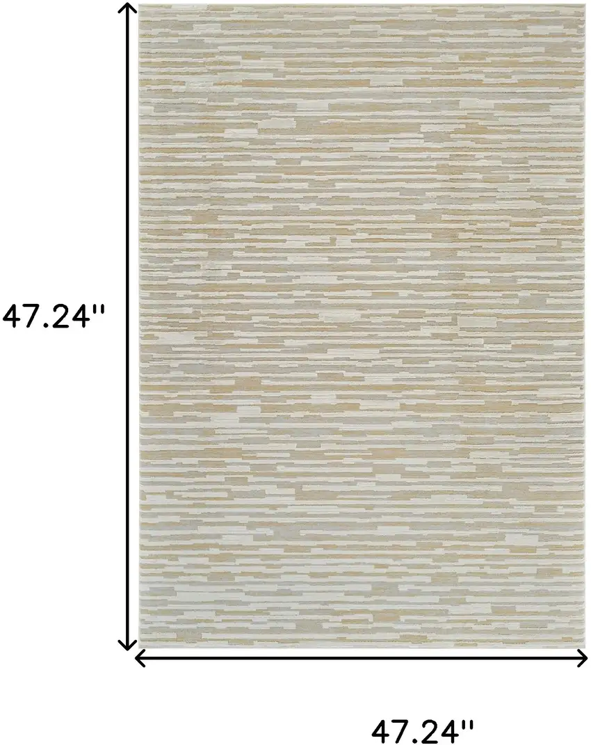 Beige and Brown Abstract Distressed Area Rug Photo 3