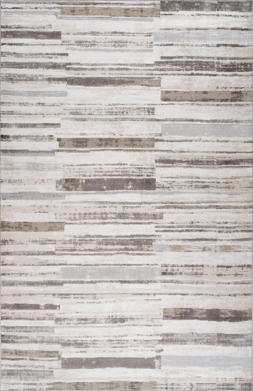 Beige and Brown Abstract Distressed Area Rug Photo 5