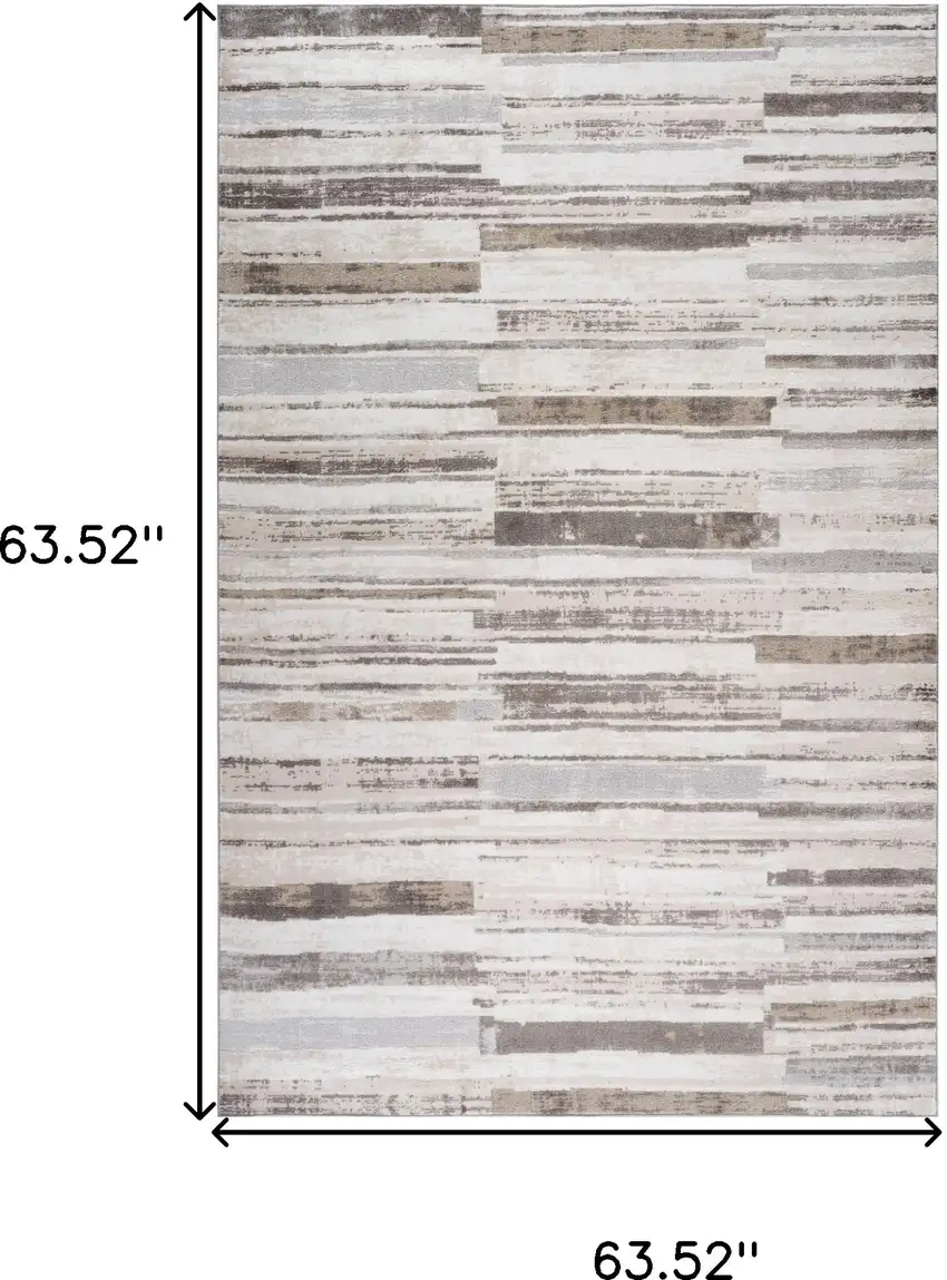 Beige and Brown Abstract Distressed Area Rug Photo 3