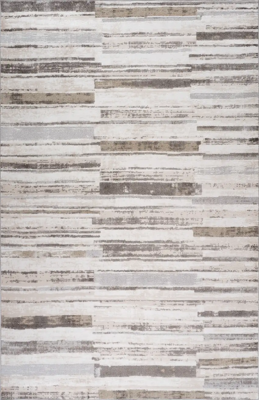Beige and Brown Abstract Distressed Area Rug Photo 2
