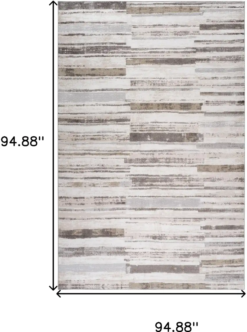 Beige and Brown Abstract Distressed Area Rug Photo 3