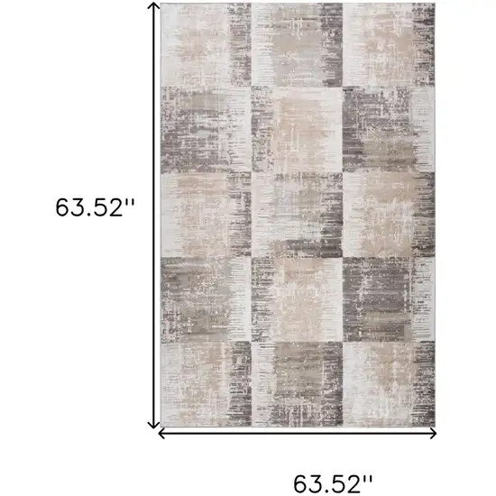 Beige and Brown Abstract Distressed Area Rug Photo 3
