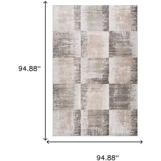 Beige and Brown Abstract Distressed Area Rug Photo 3