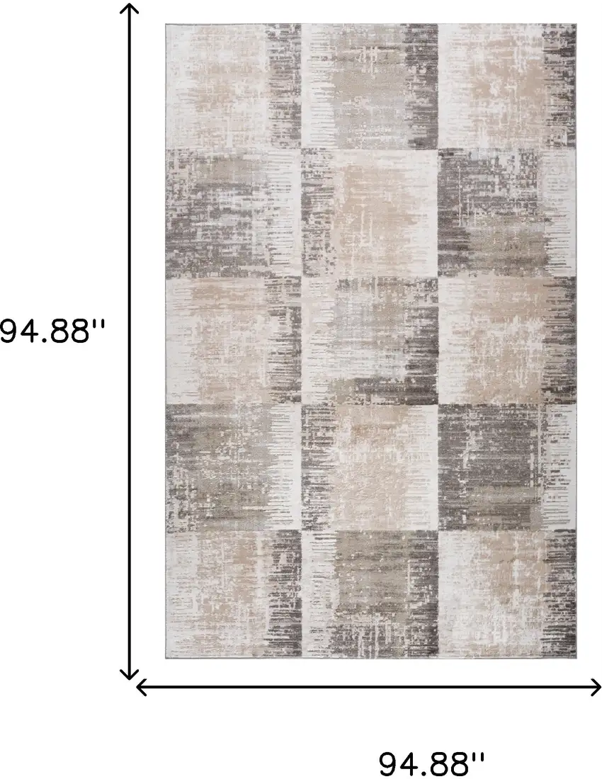 Beige and Brown Abstract Distressed Area Rug Photo 3