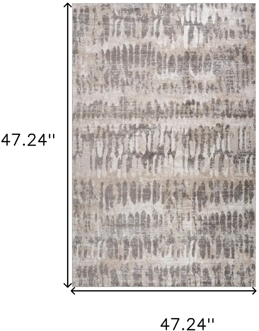 Beige and Brown Abstract Distressed Area Rug Photo 3