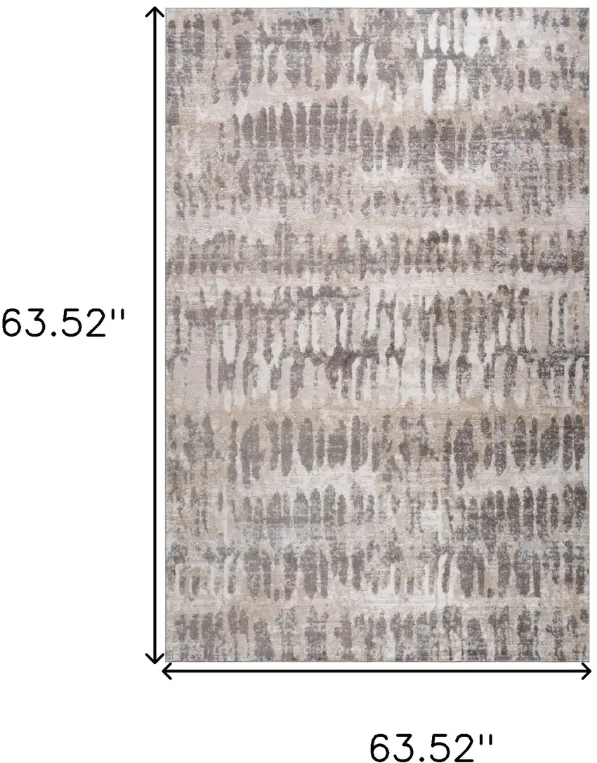 Beige and Brown Abstract Distressed Area Rug Photo 3