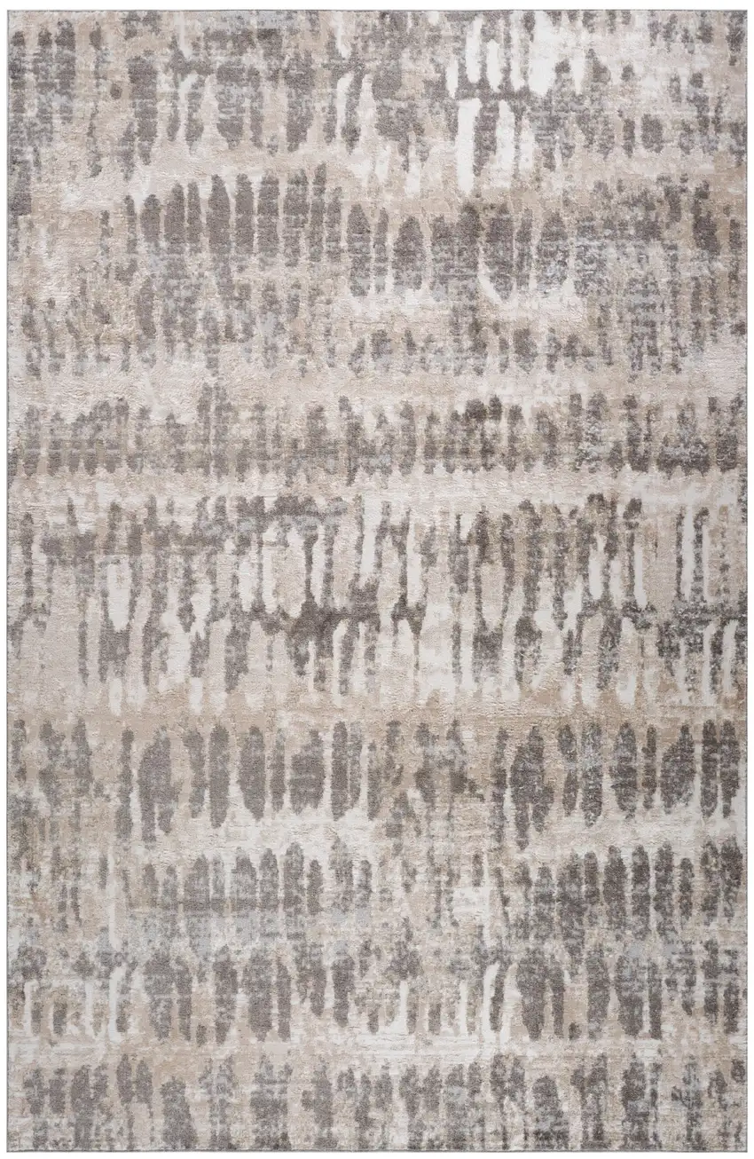 Beige and Brown Abstract Distressed Area Rug Photo 2