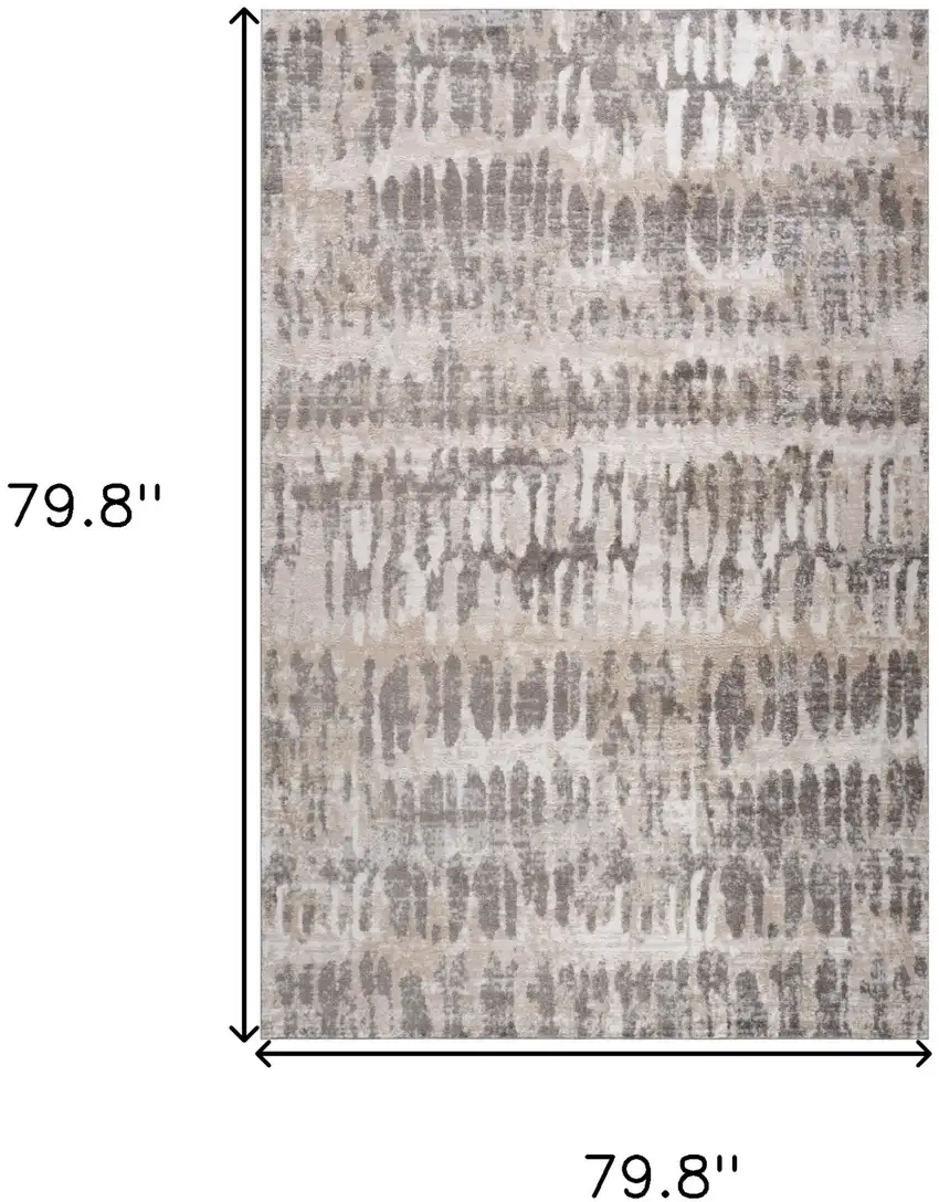 Beige and Brown Abstract Distressed Area Rug Photo 3