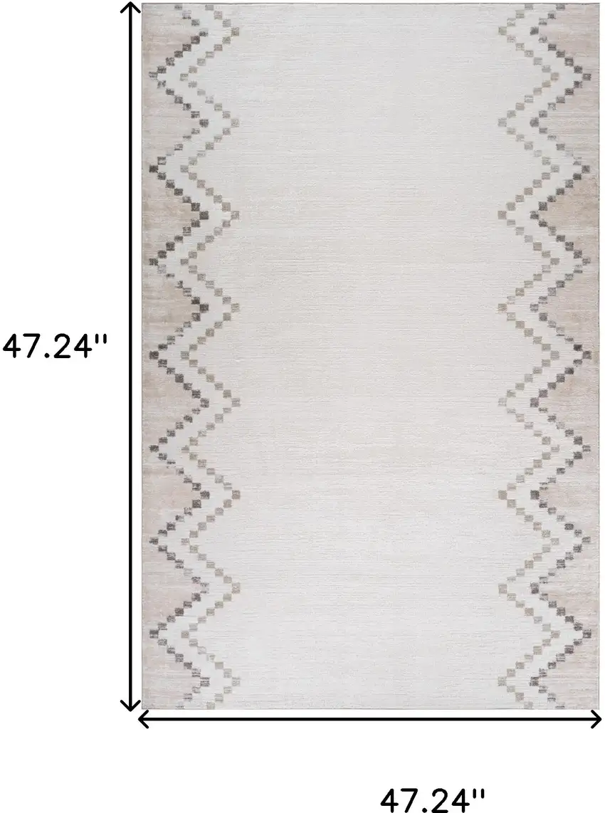 Beige and Brown Abstract Distressed Area Rug Photo 3