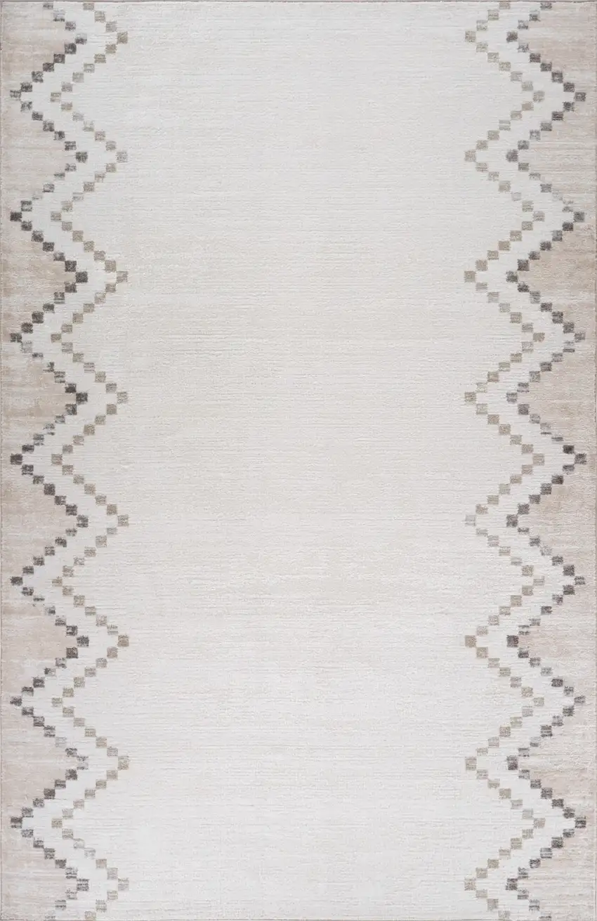 Beige and Brown Abstract Distressed Area Rug Photo 2