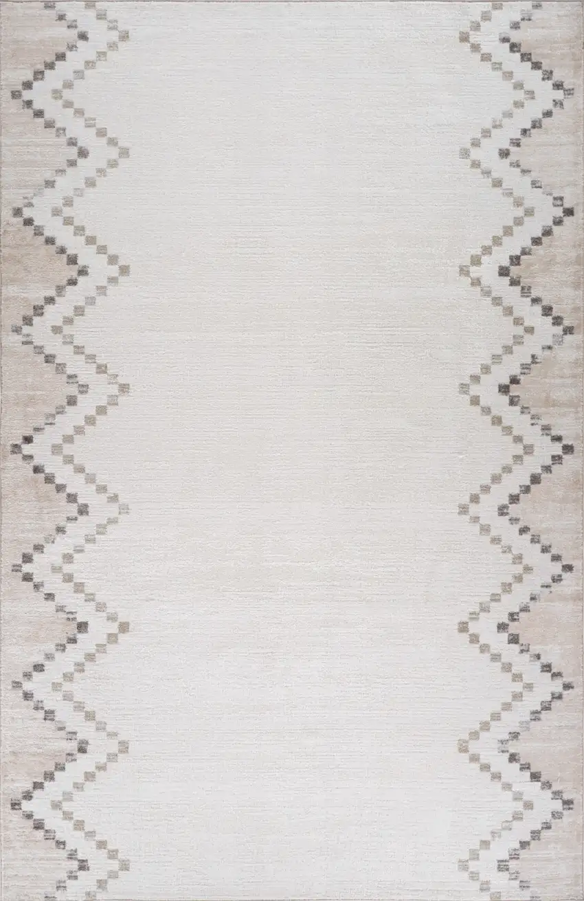 Beige and Brown Abstract Distressed Area Rug Photo 5