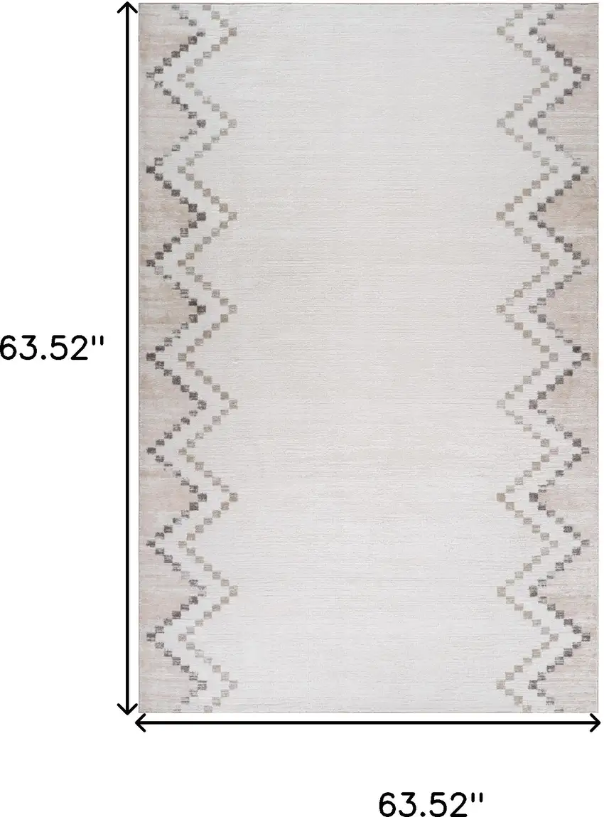 Beige and Brown Abstract Distressed Area Rug Photo 3
