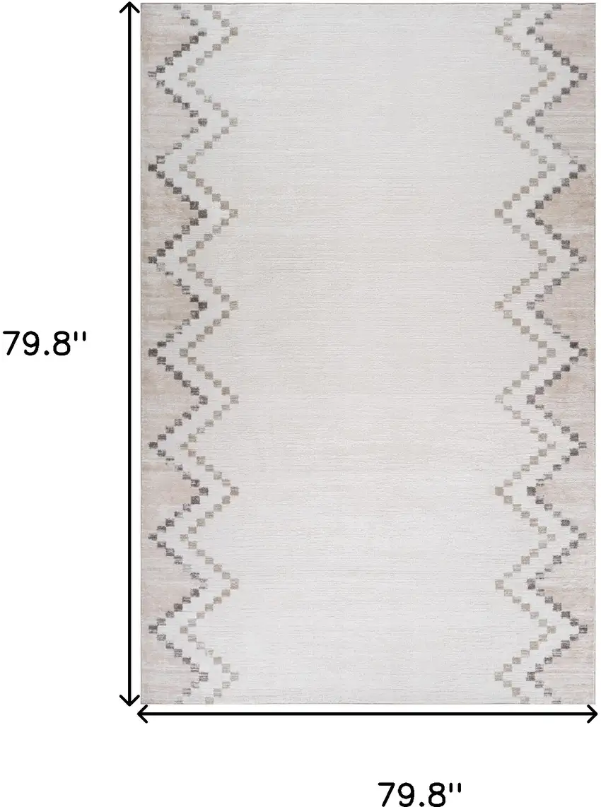 Beige and Brown Abstract Distressed Area Rug Photo 3