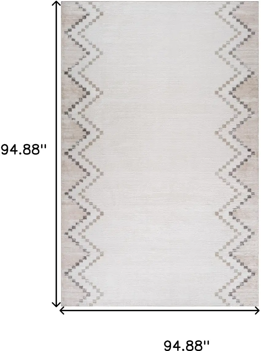 Beige and Brown Abstract Distressed Area Rug Photo 3