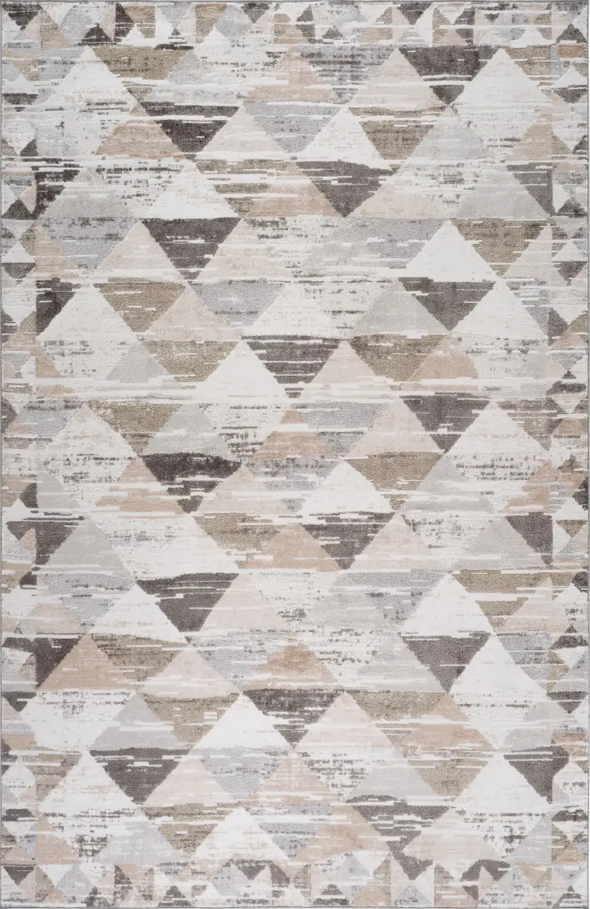 Beige and Brown Abstract Distressed Area Rug Photo 2