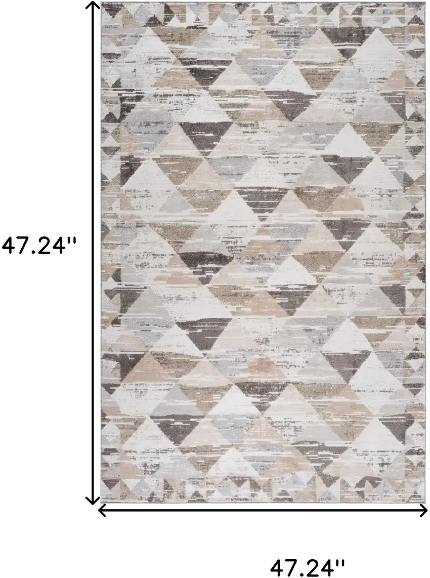 Beige and Brown Abstract Distressed Area Rug Photo 3