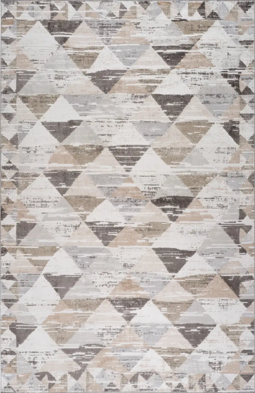 Beige and Brown Abstract Distressed Area Rug Photo 4