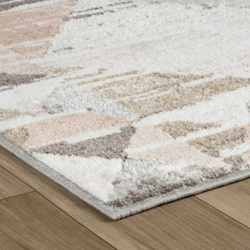 Beige and Brown Abstract Distressed Area Rug Photo 6