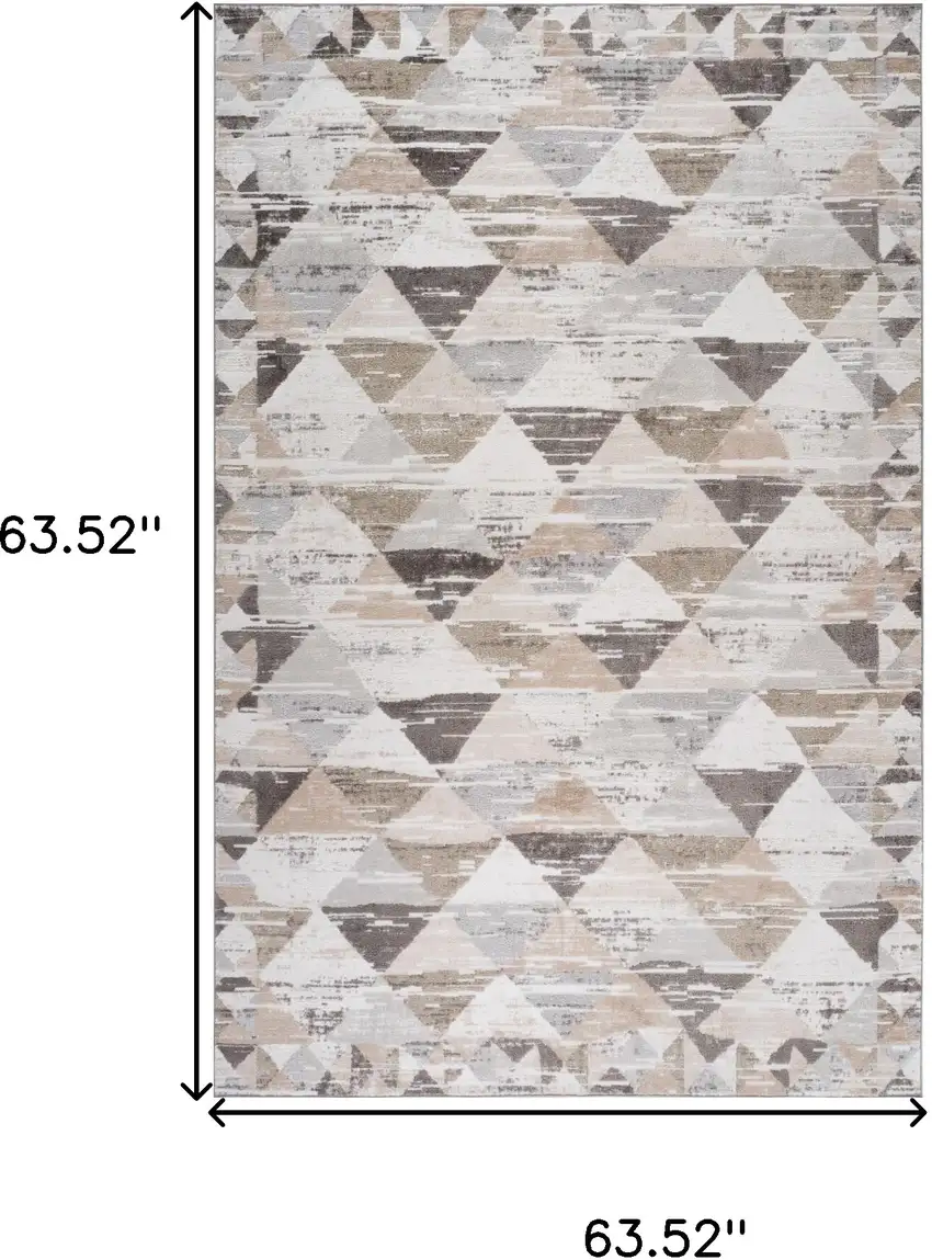 Beige and Brown Abstract Distressed Area Rug Photo 3