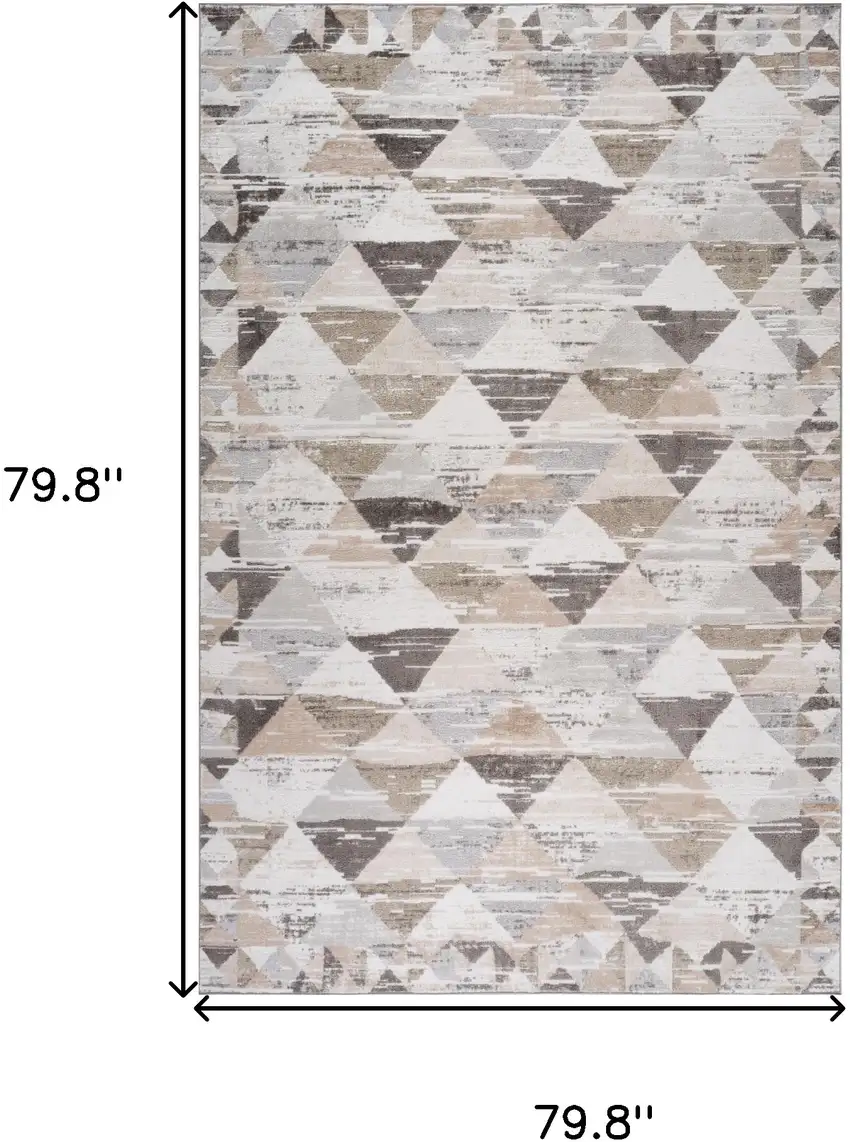 Beige and Brown Abstract Distressed Area Rug Photo 3
