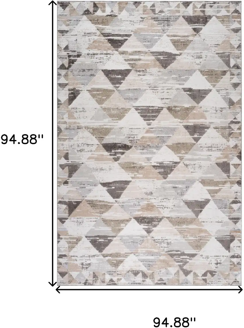 Beige and Brown Abstract Distressed Area Rug Photo 3