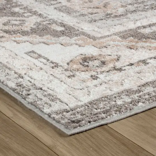 Beige and Brown Abstract Distressed Area Rug Photo 3