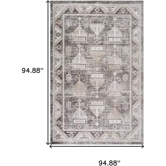 Beige and Brown Abstract Distressed Area Rug Photo 6