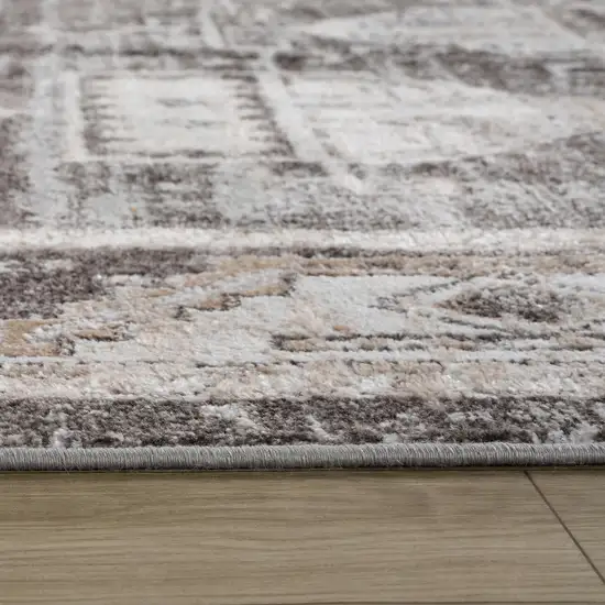 Beige and Brown Abstract Distressed Area Rug Photo 4