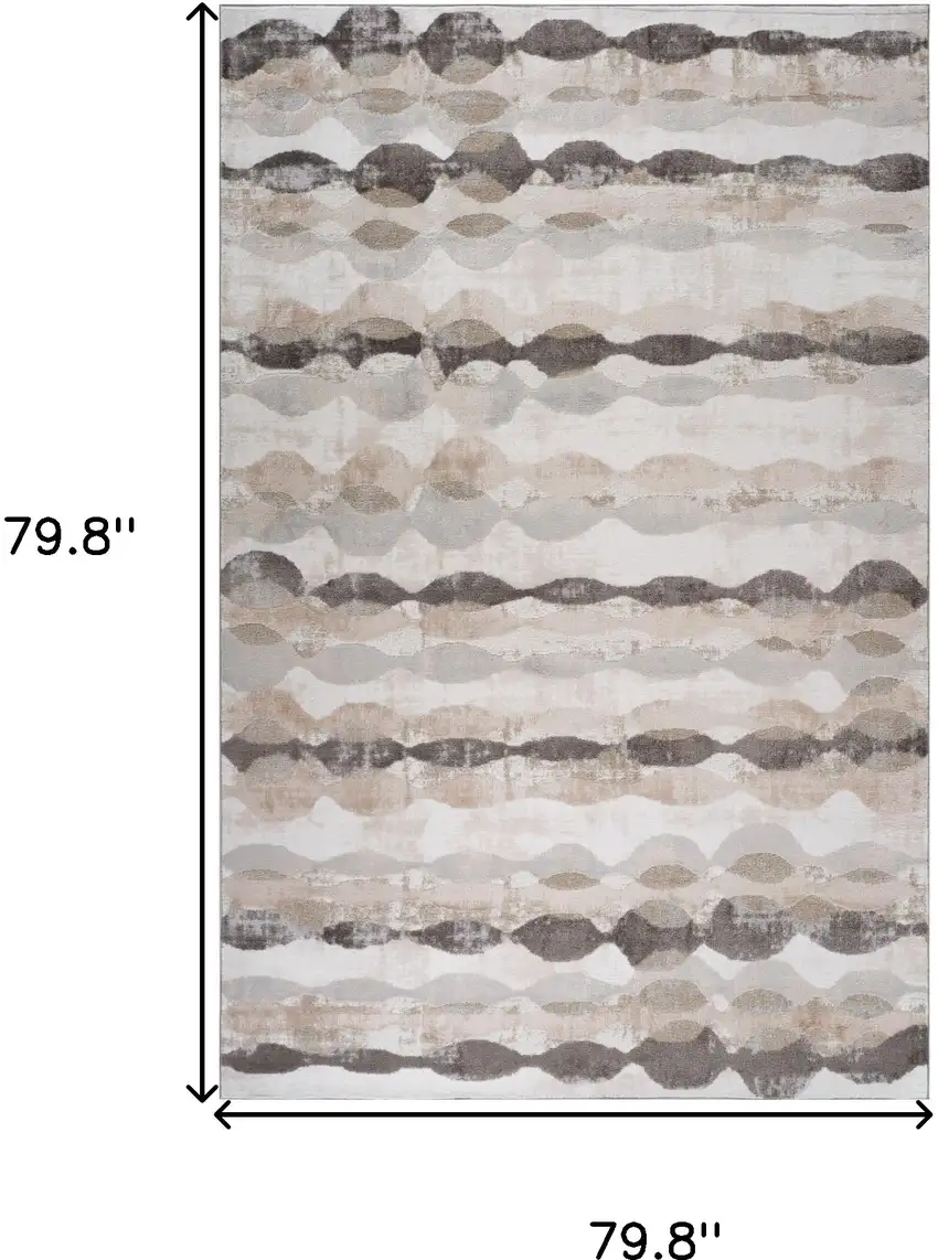 Beige and Brown Abstract Distressed Area Rug Photo 3