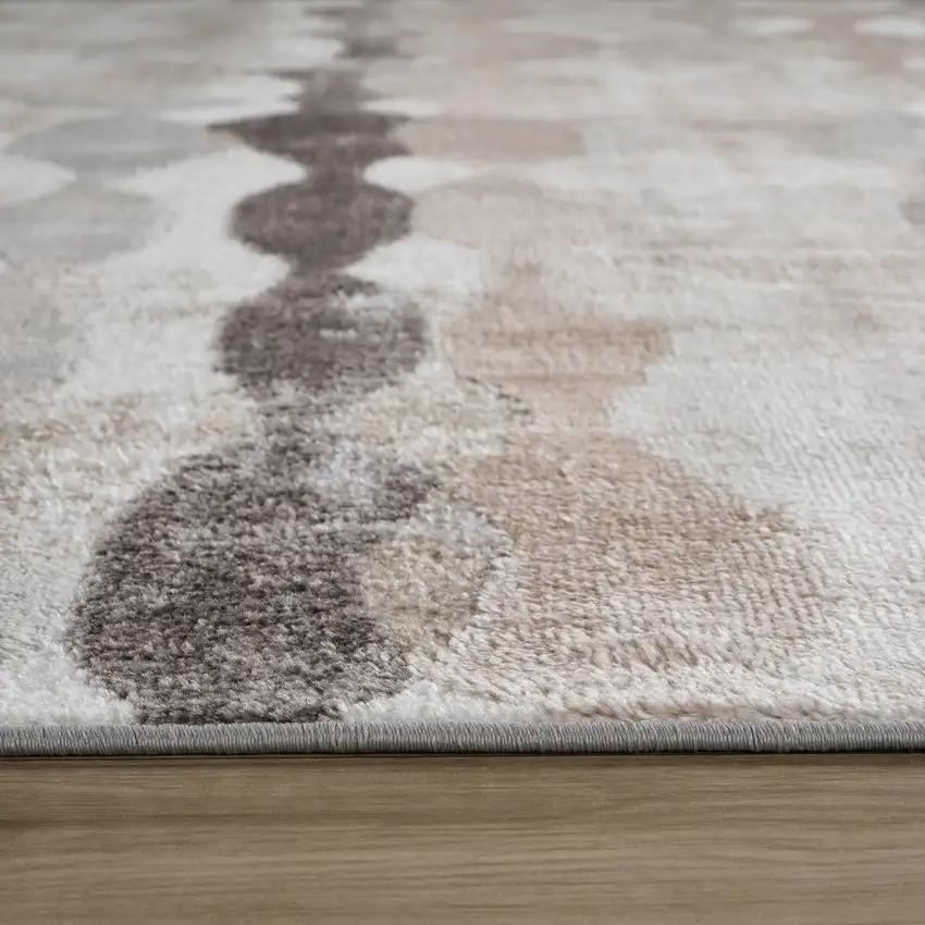 Beige and Brown Abstract Distressed Area Rug Photo 7