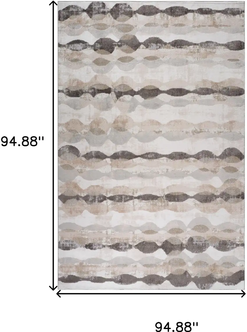 Beige and Brown Abstract Distressed Area Rug Photo 3