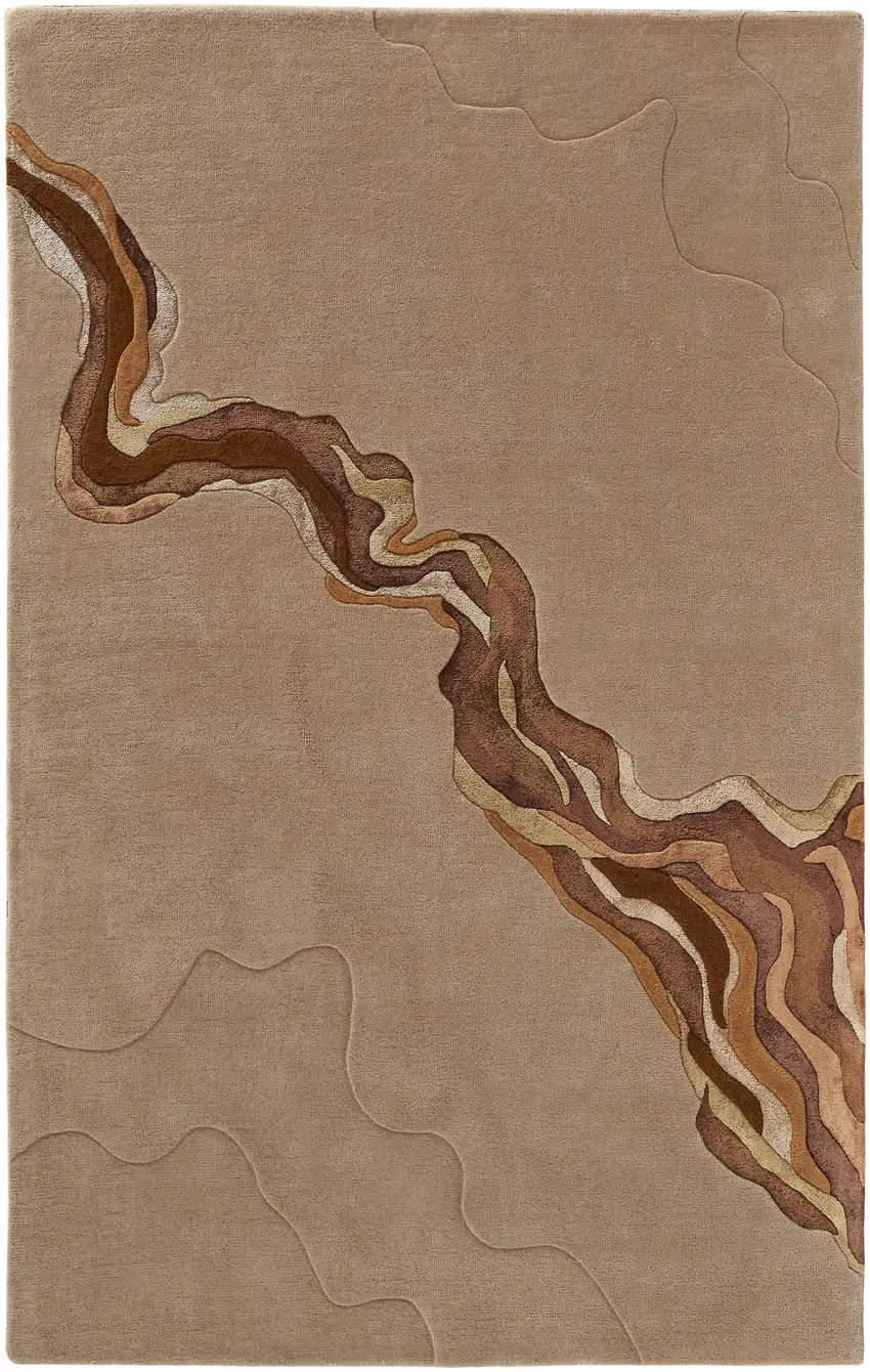 Beige and Brown Abstract Hand Tufted Area Rug Photo 4