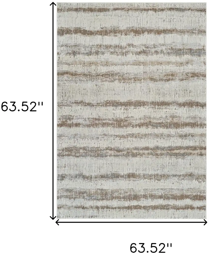 Beige and Brown Abstract Non Skid Area Rug Photo 6