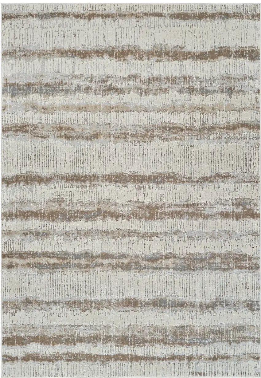 Beige and Brown Abstract Non Skid Area Rug Photo 3