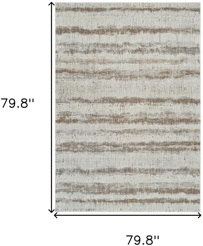 Beige and Brown Abstract Non Skid Area Rug Photo 6