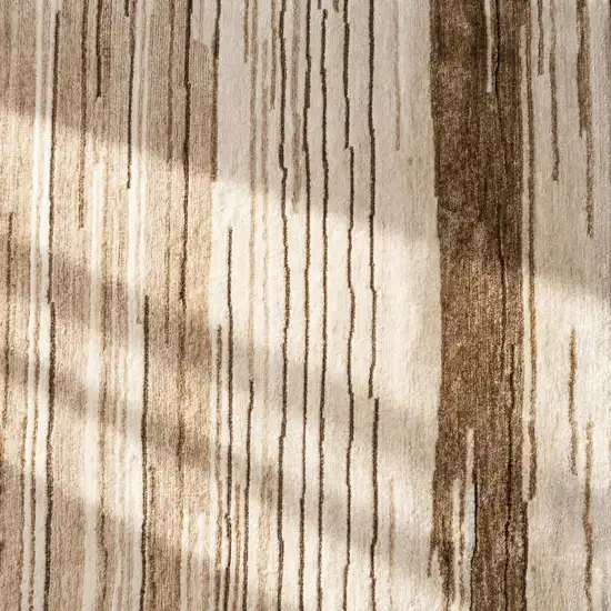 Beige and Brown Abstract Power Loom Distressed Non Skid Area Rug Photo 5