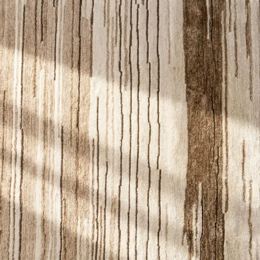 Beige and Brown Abstract Power Loom Distressed Non Skid Area Rug Photo 5