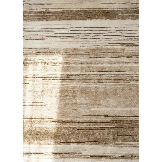 Beige and Brown Abstract Power Loom Distressed Non Skid Area Rug Photo 1