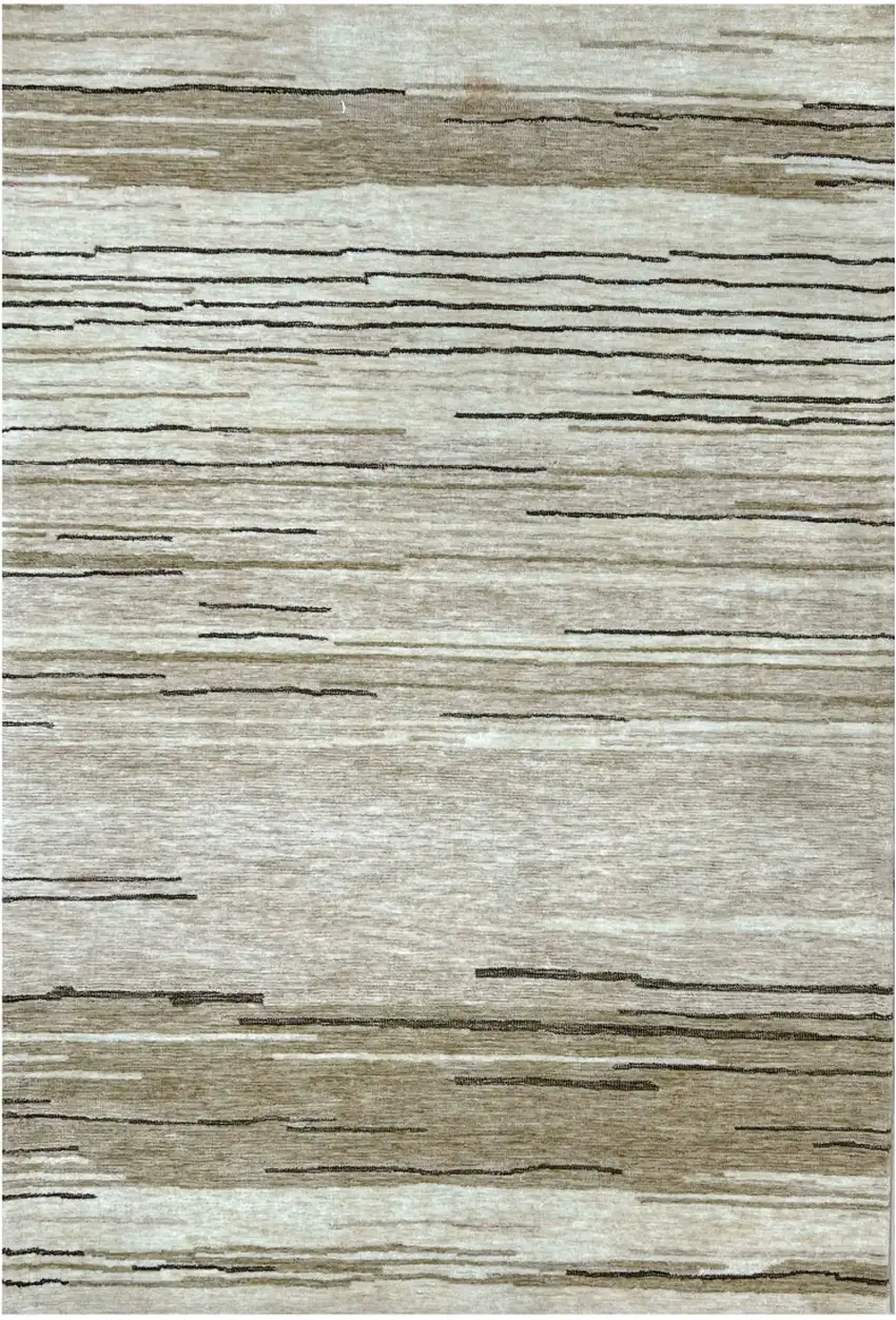 Beige and Brown Abstract Power Loom Distressed Area Rug Photo 2